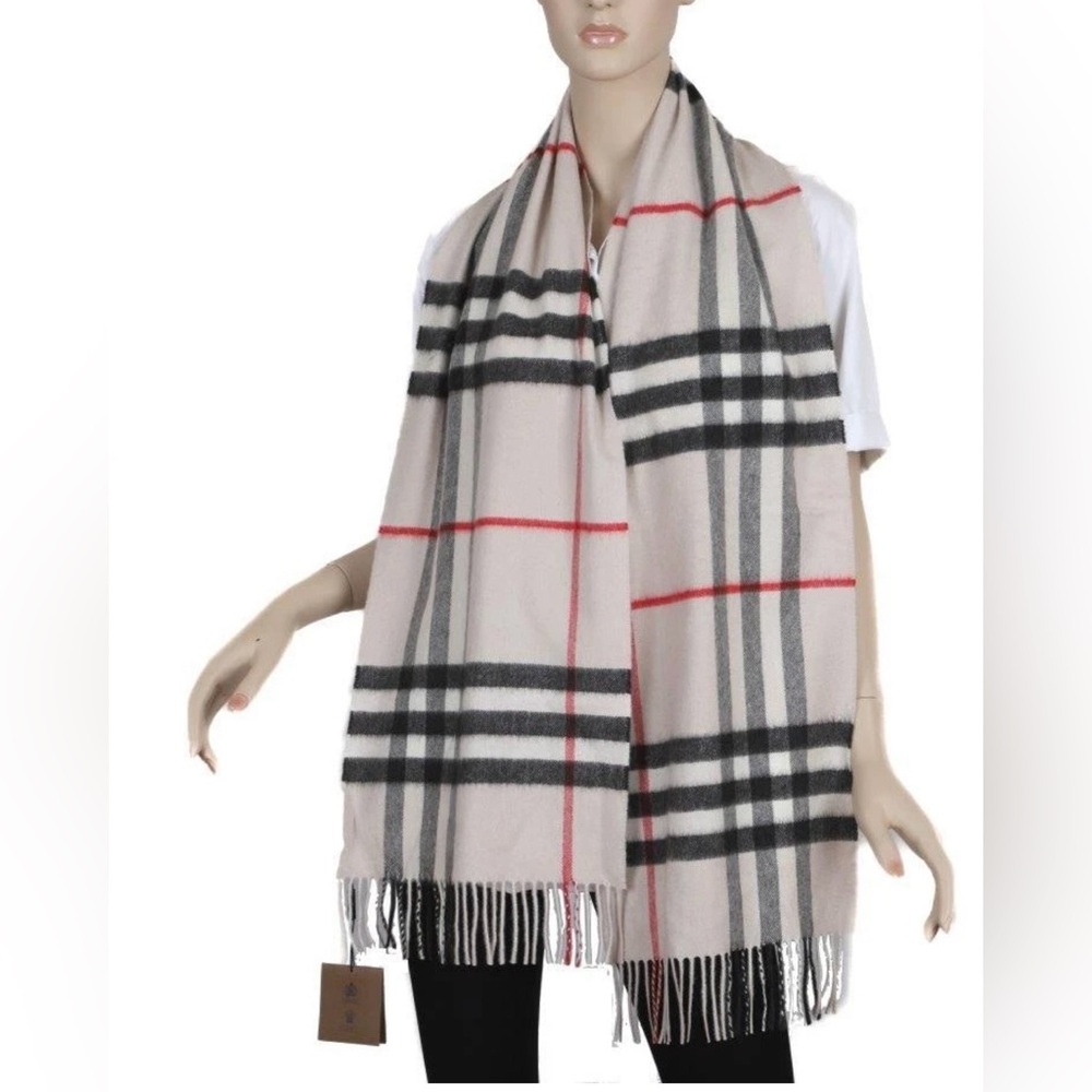 NEW BURBERRY STONE MEGA CHECK 100% CASHMERE SCARF SHAWL WRAP STOLE UNISEX